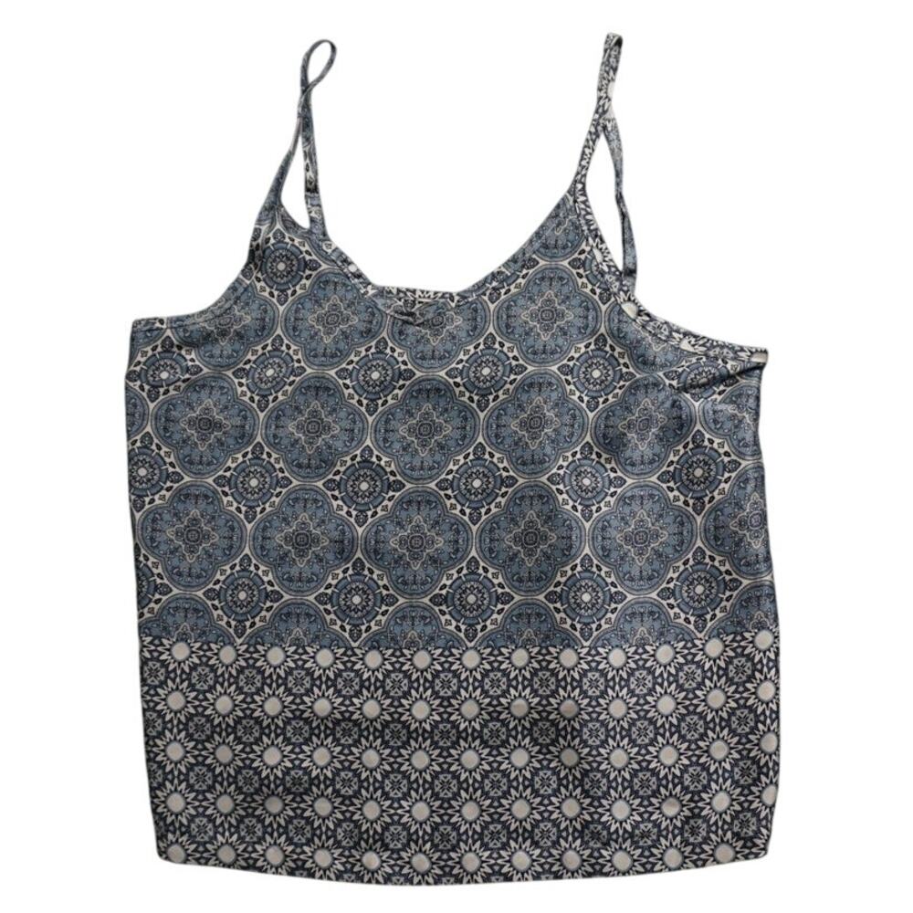 Como Blue Paisley Strappy Sleep Tank Medium